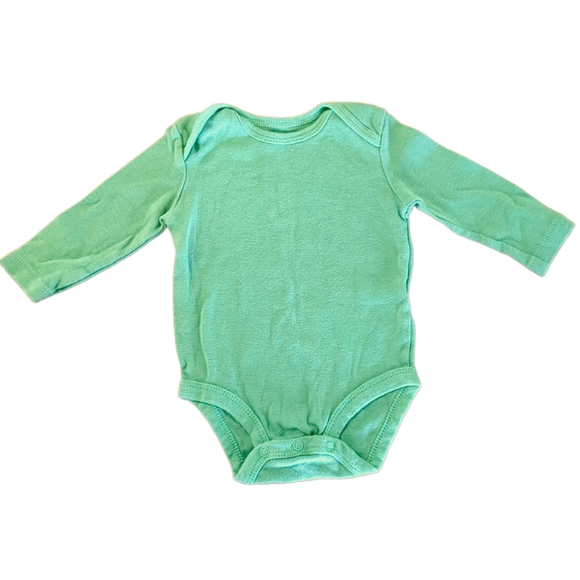 🍁2/$7🍁 CARTER'S Solid Green Long Sleeve Onesie - Picture 1 of 2
